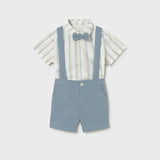 Completo pantaloncine e camicia con papillon neonato 