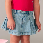 Gonna jeans con pieghe bambina 