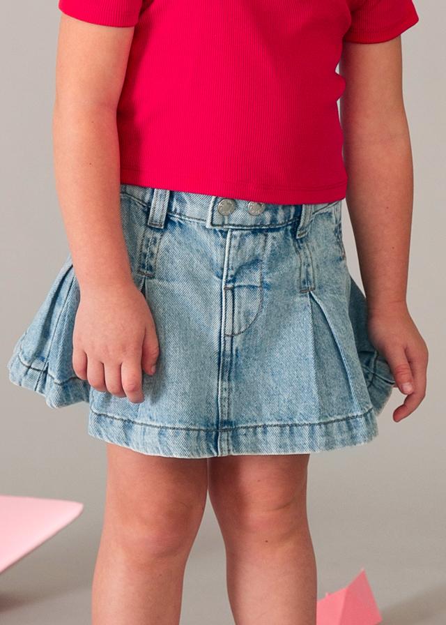 Gonna jeans con pieghe bambina 