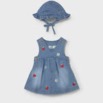 Vestito fragola in denim neonata 