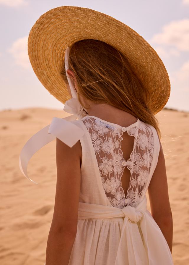 Vestito cerimonia con dettagli in pizzo bambina 