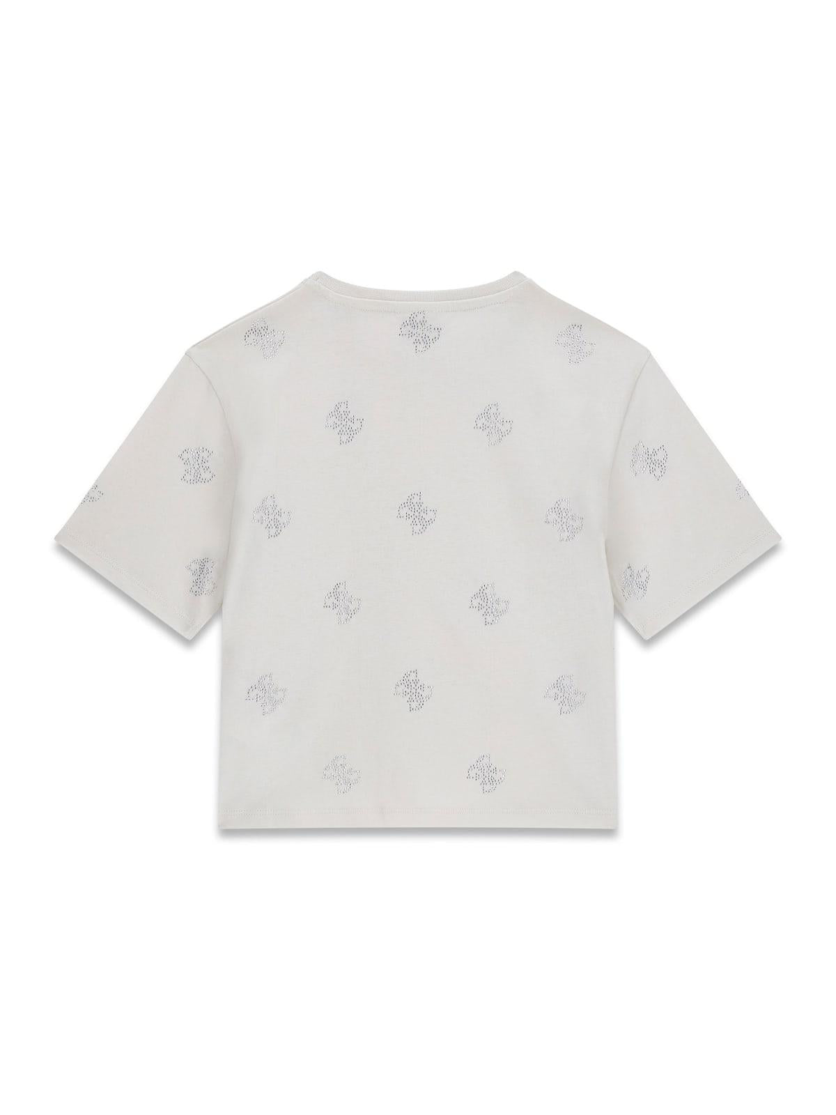 T-shirt logata con strass ragazza Guess 