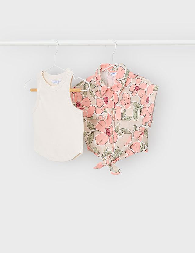 Blusa stampata con top bambina 