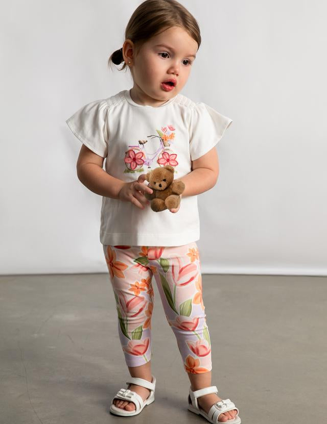 Completo leggings e maglietta fiori neonata 