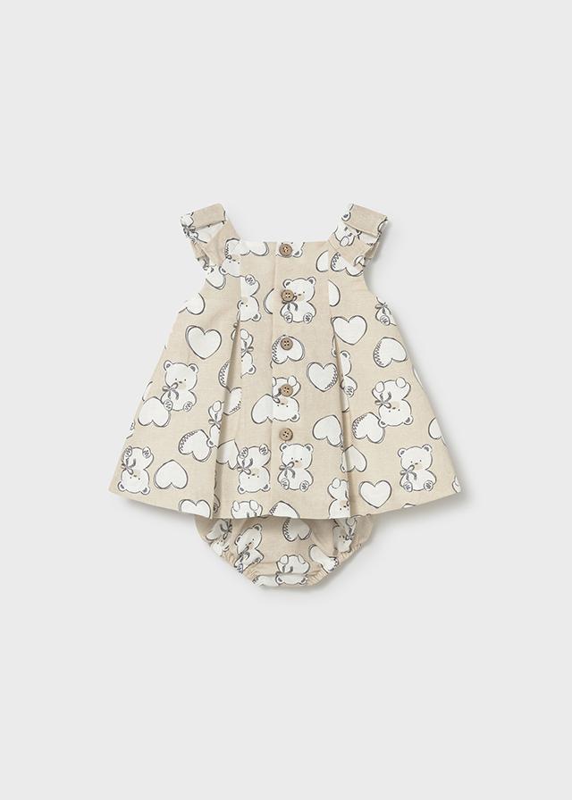 Vestito lino orsetto neonata 