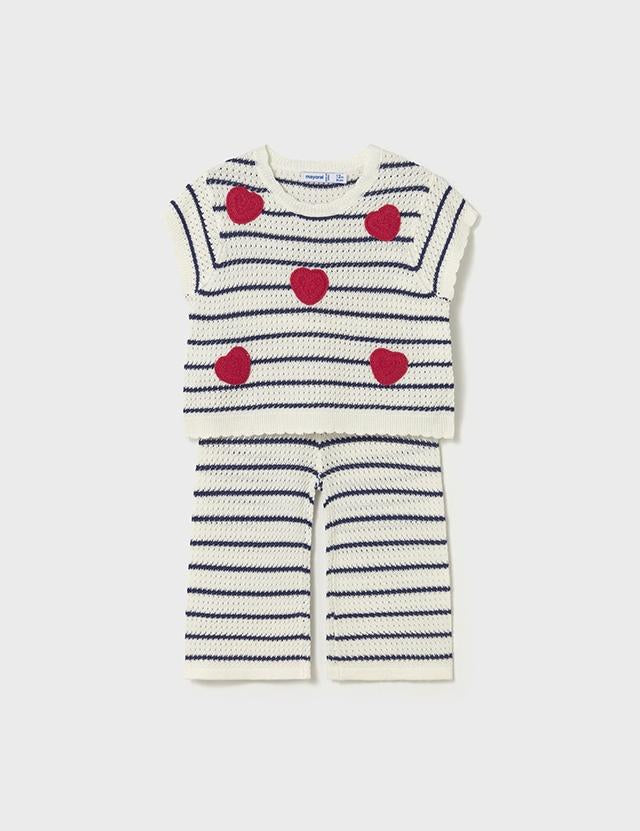 Completo pantalone maglietta cuori neonata 