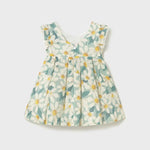 Vestito cerimonia con volant e fiori stampati neonata 