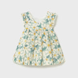 Vestito cerimonia con volant e fiori stampati neonata 