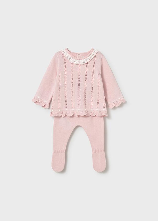 Completo ghettina e maglioncino tricot neonata 
