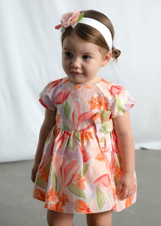 Vestito cerimonia stampato fiori neonata 