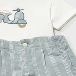 Completo pantaloncino e maglietta in lino neonato 