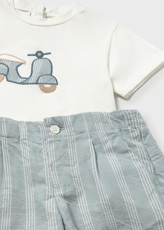 Completo pantaloncino e maglietta in lino neonato 