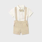 Completo pantaloncine e camicia con papillon neonato 