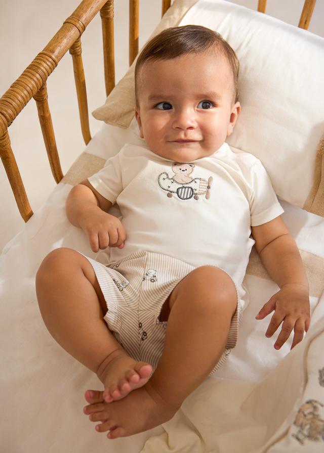 Completo pantaloncino e maglietta orsetto neonato 
