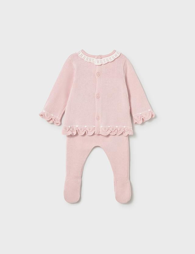 Completo ghettina e maglioncino tricot neonata 