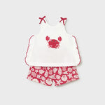 Completo pantaloncino stampato e maglietta neonata 