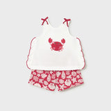 Completo pantaloncino stampato e maglietta neonata 