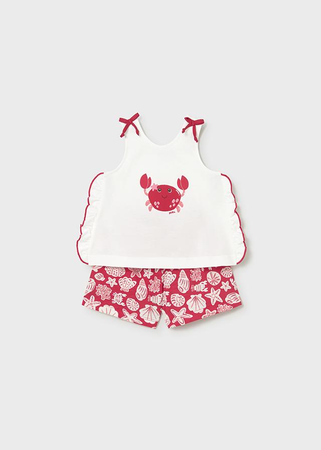 Completo pantaloncino stampato e maglietta neonata 