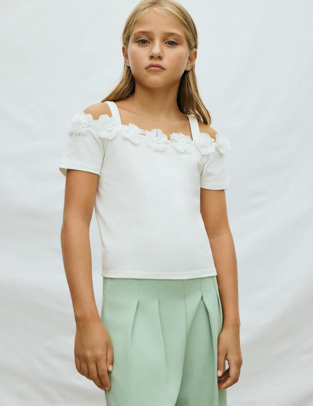 Maglietta fiori ragazza 