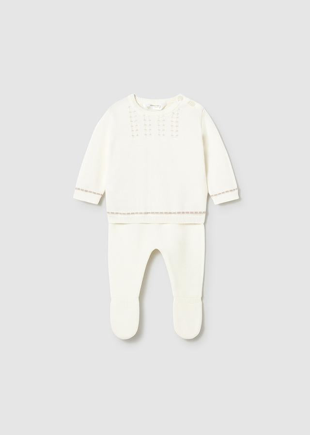 Completo ghettina e maglione tricot neonato<BR/> 