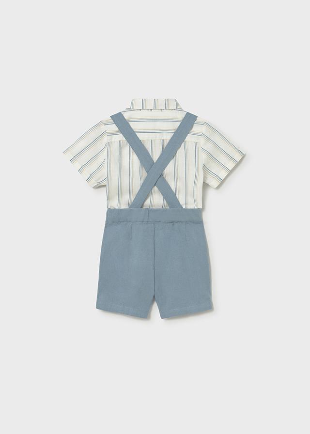 Completo pantaloncine e camicia con papillon neonato 