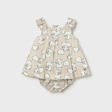 Vestito lino orsetto neonata 