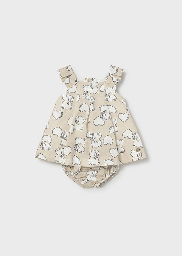 Vestito lino orsetto neonata 