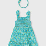 Vestito stampato con fascia abbinata bambina 