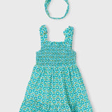 Vestito stampato con fascia abbinata bambina 