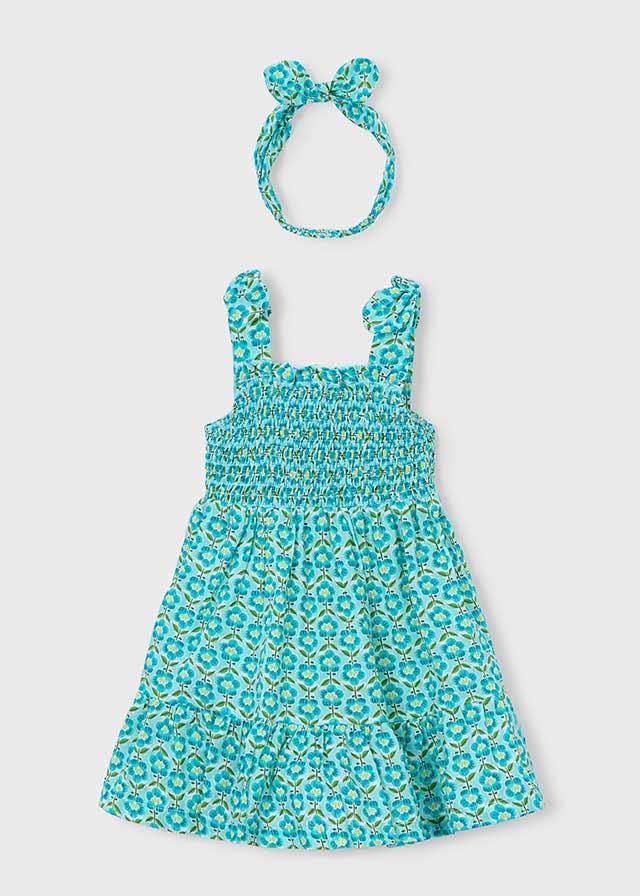 Vestito stampato con fascia abbinata bambina 