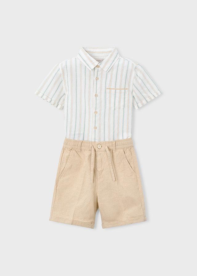 Completo bermuda e camicia in lino bambino 
