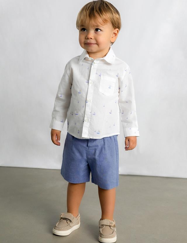 Camicia in lino manica lunga neonato 