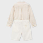 Completo bermuda e maglietta manica lunga in lino bambino<BR/> 