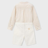 Completo bermuda e maglietta manica lunga in lino bambino<BR/> 