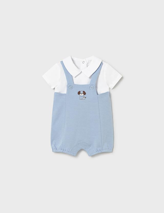 Pagliaccetto finta salopette neonato 