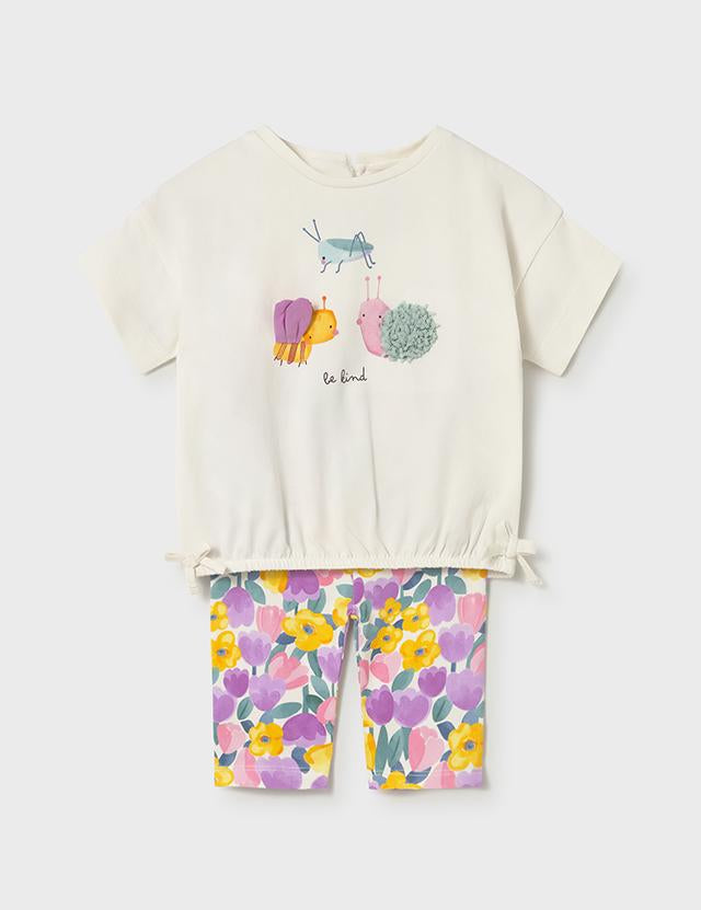 Completo leggings stampato neonata 