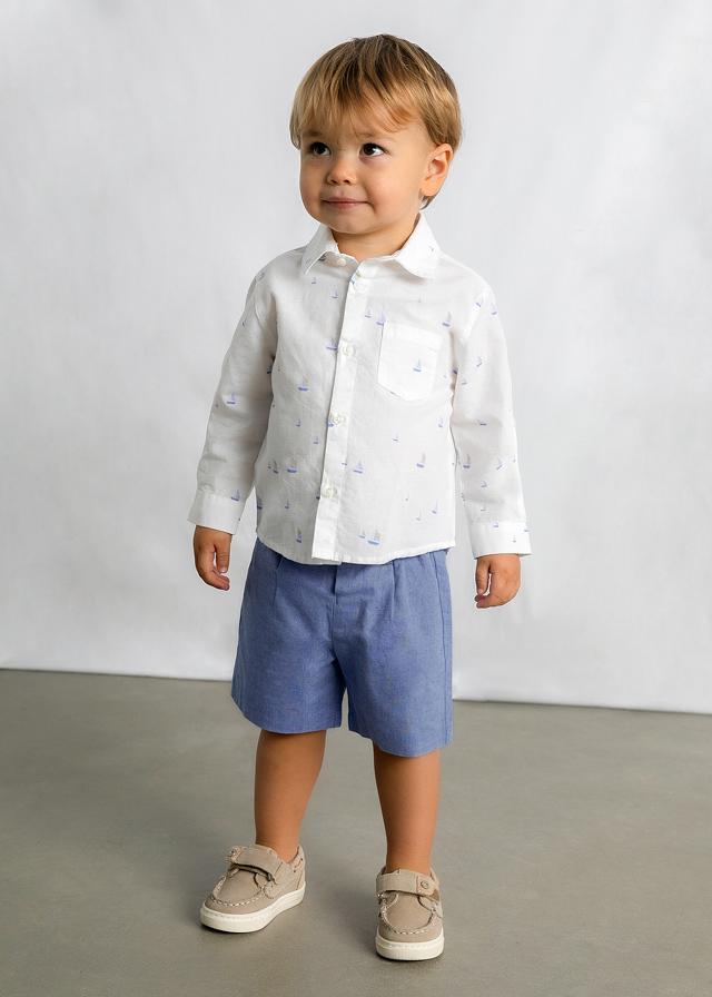 Camicia in lino manica lunga neonato 
