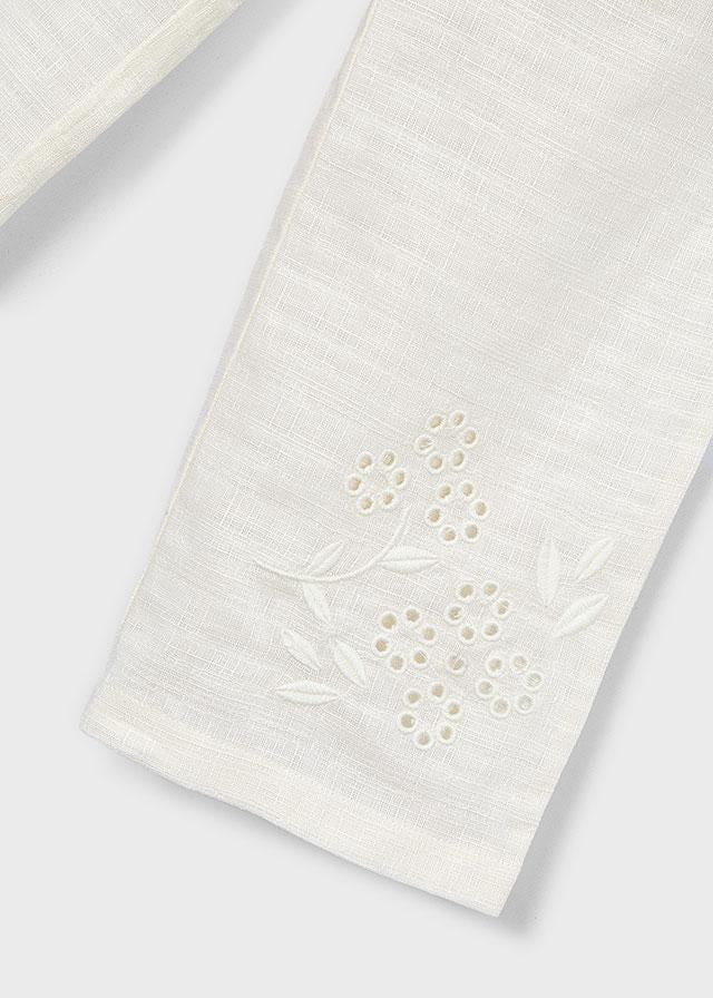 Pantalone in lino ricamato bambina 