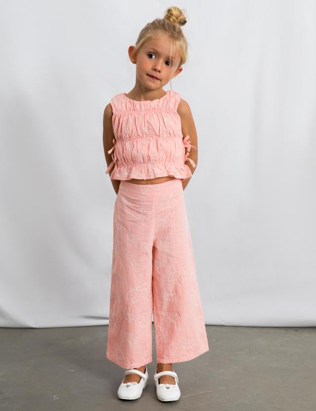 Completo fondo ampio ricamato bambina 