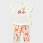 Completo leggings e maglietta fiori neonata 