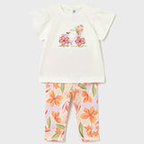 Completo leggings e maglietta fiori neonata 