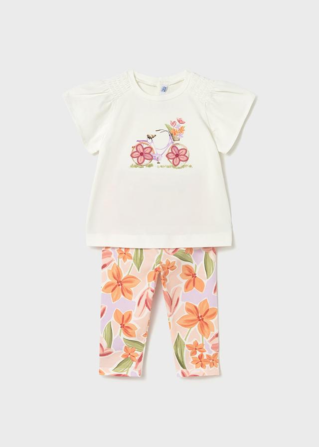 Completo leggings e maglietta fiori neonata 