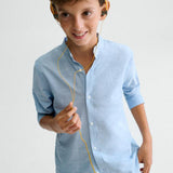 Camicia manica lunga colletto alla coreana ragazzo 