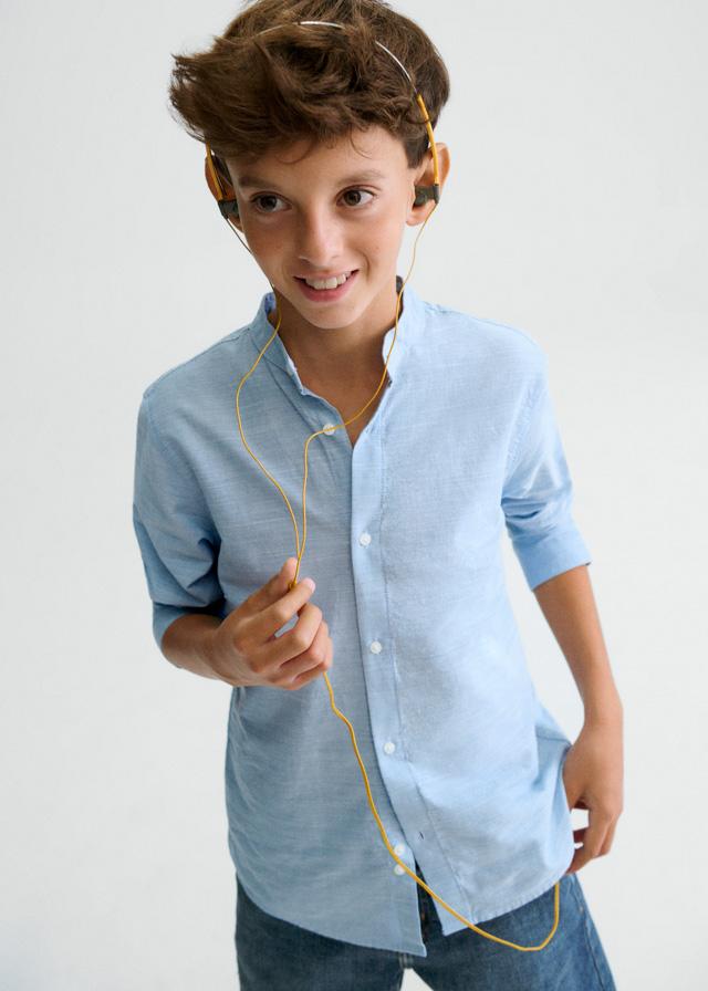 Camicia manica lunga colletto alla coreana ragazzo 