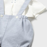Completo pantaloncino con bretelle e camicia neonato 