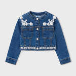 Giacca denim ricamata bambina 
