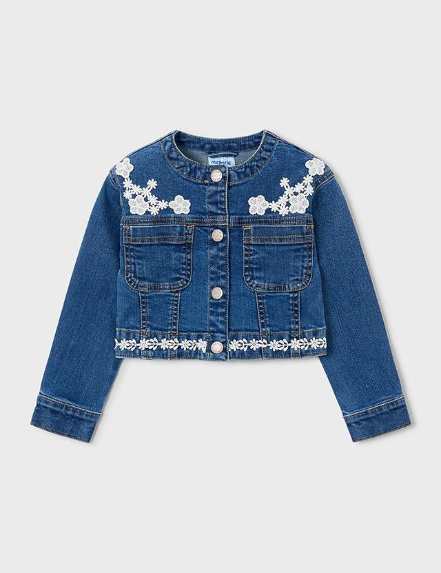 Giacca denim ricamata bambina 