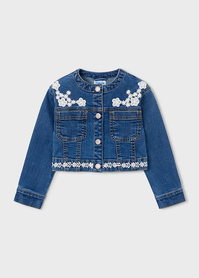 Giacca denim ricamata bambina 
