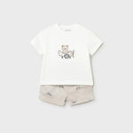 Completo pantaloncino e maglietta orsetto neonato 