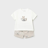 Completo pantaloncino e maglietta orsetto neonato 